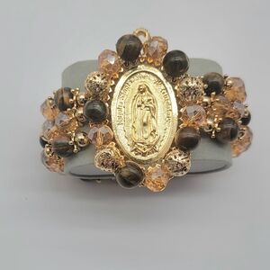 Hand Crafted Gold and Brown Beaded Bracelet